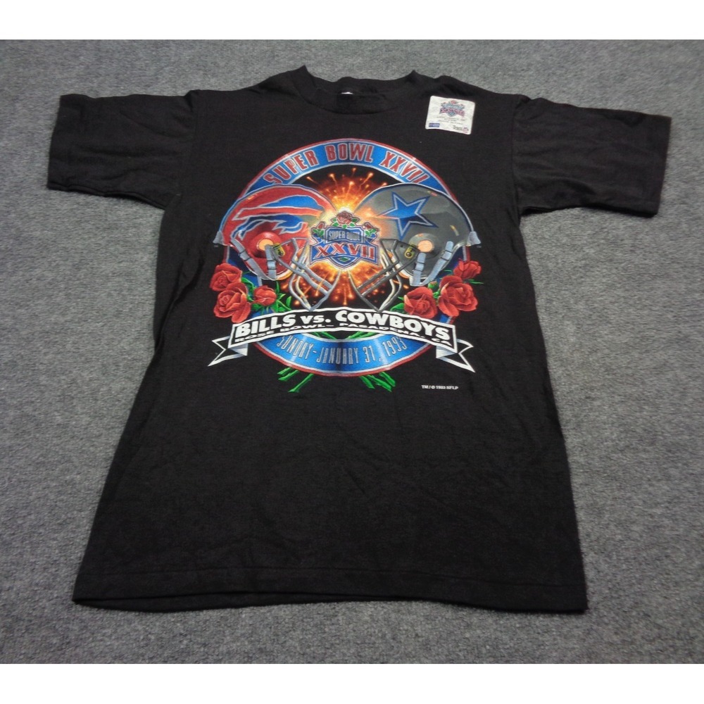 Super Bowl XXVII Bills Vs Cowboys Vtg Salem T Shirt M Black Deadstock NWT 1993